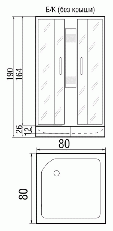 Душевая кабина River Quadro 80/26 MT БК 80*80 средний поддон матовое стекло