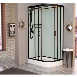 Душевая кабина Frank F412L Black левосторонняя        120х80х220 см