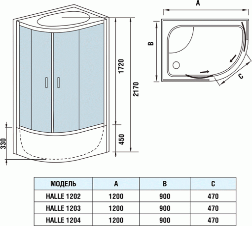 Душевая кабина WeltWasser WW500 Halle 1202 120x90 L 10000003251 без гидромассажа