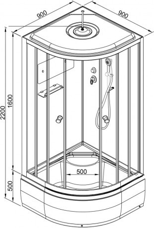 Душевая кабина Deto B90 BLACK