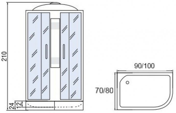Душевая кабина Мономах 90/70/24 МЗ 90x70 L