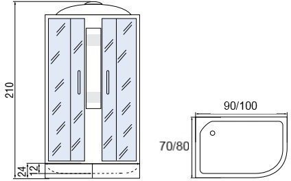 Душевая кабина Мономах 90/70/24 МЗ 90x70 L