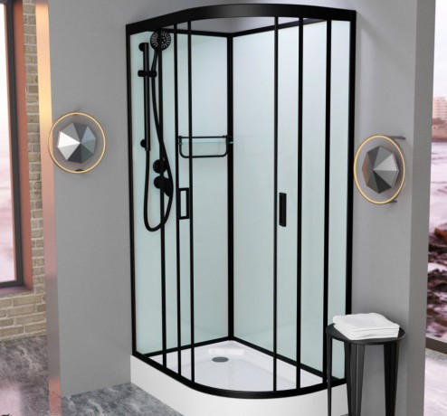 Душевая кабина Frank F418L Black без крыши Размер:100*80*215 см