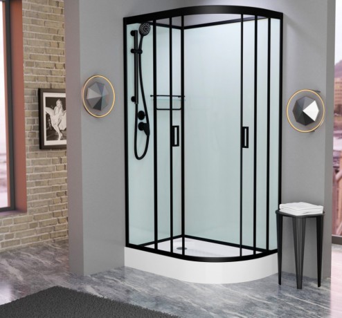 Душевая кабина Frank F418L Black без крыши Размер:100*80*215 см