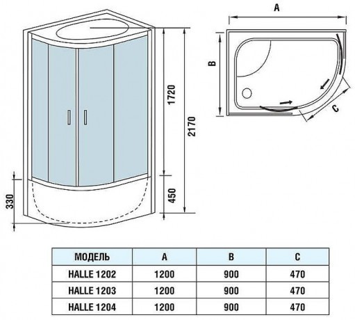 Душевая кабина WeltWasser WW500 Halle 1204 120x90 R 10000003315 с гидромассажем